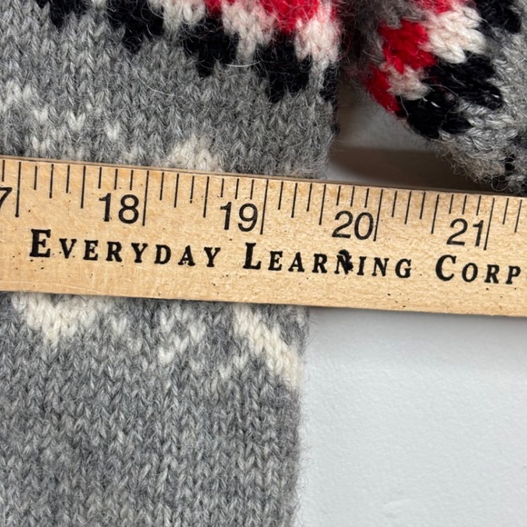 VTG Norwegian Wool Turtleneck Sweater S Nordic Fair Isle Grey Ski Retro Grandpa - Picture 7 of 9